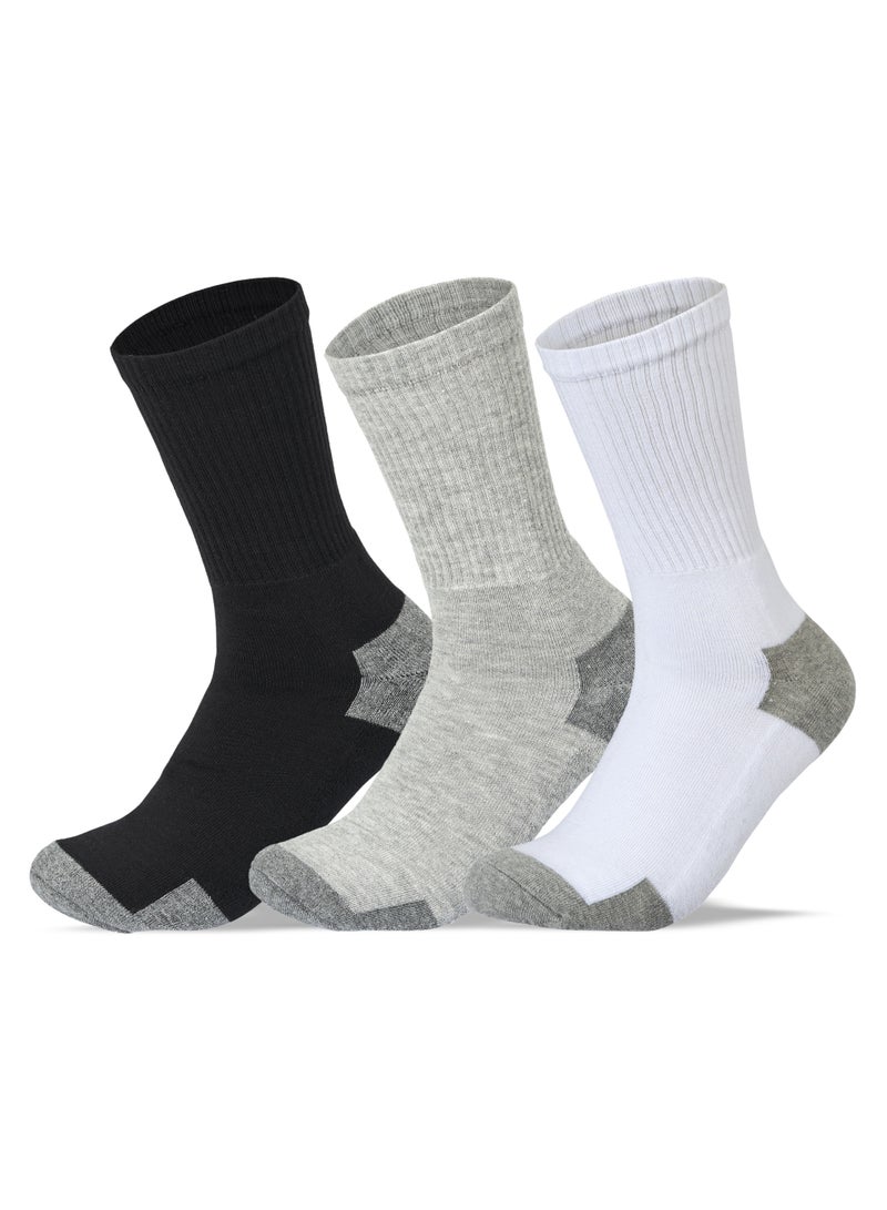 SAM SOCKS Men Set of 3 Half Terry Sport Socks SS1 Black-White-Grey - Image 1